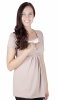 MijaCulture - 2 in1 Maternity and nursing elegant shirt top short sleeves 7104 Dora Beige